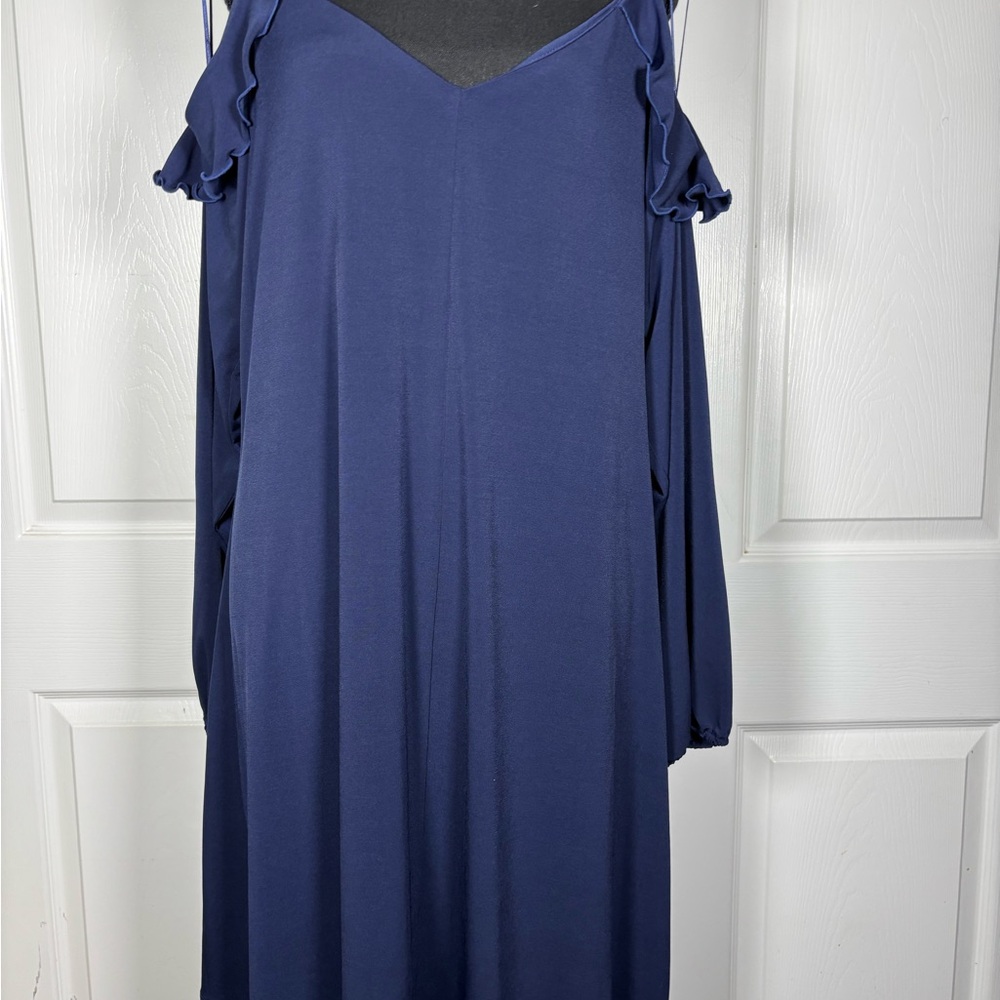 Michael Kors Navy Cold-Shoulder Long Sleeve Dress